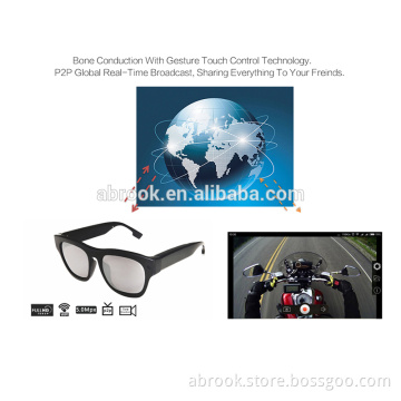 Fashion remote control 1080p full hd 5mp lens wifi spy camera glasses